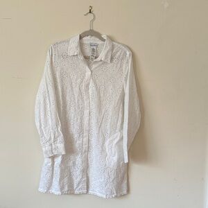 Tommy Bahama White Eyelet Swim Coverup, S